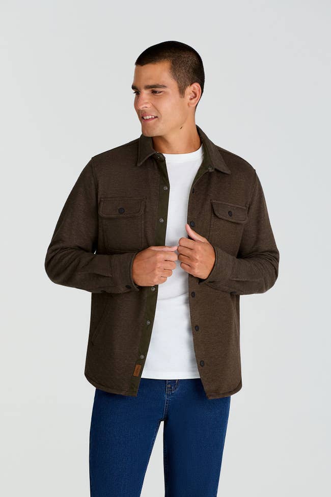 Camisaco punto matelasse marrón oscuro