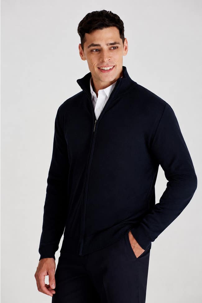 Sweater con Cierre Azul Marino